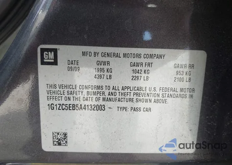 2010 Chevrolet Malibu Lt из США, поврежденный, VIN 1G1ZC5EB5A4132003